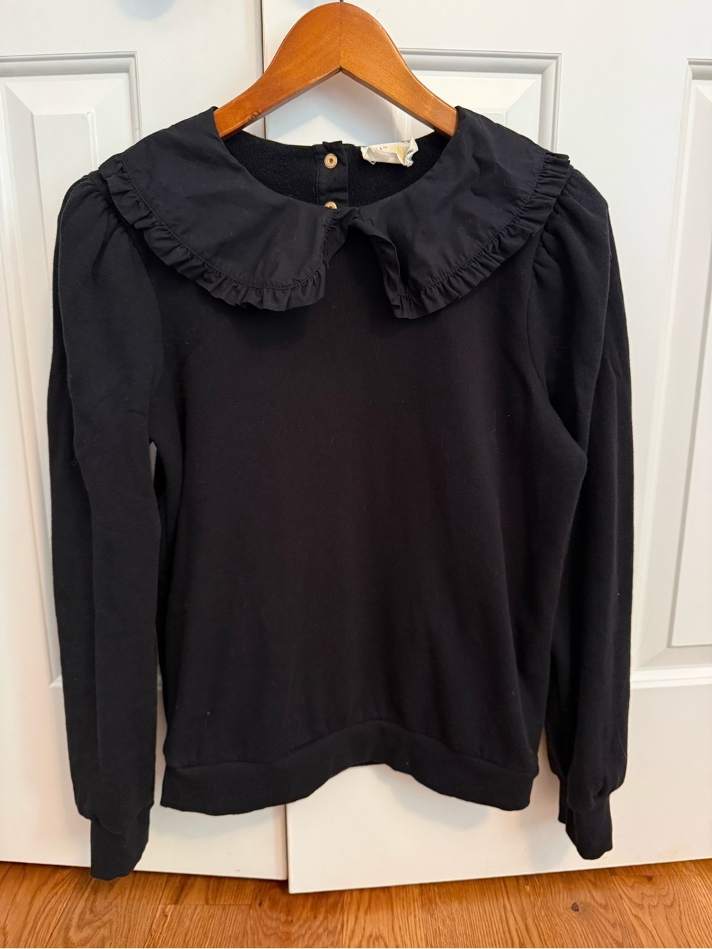 Nation LTD Coco collared sweatshirt in jet black Size Small